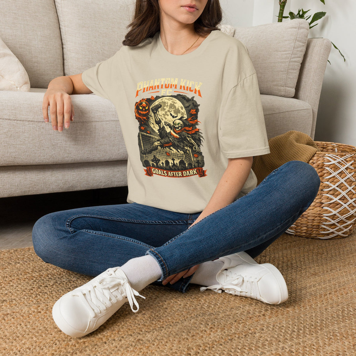 Halloween Soccer Shirt, Phantom Kick FC Tee, Skeleton Soccer T-Shirt, Pumpkin Soccer Ball Shirt, Fall Sports Gift