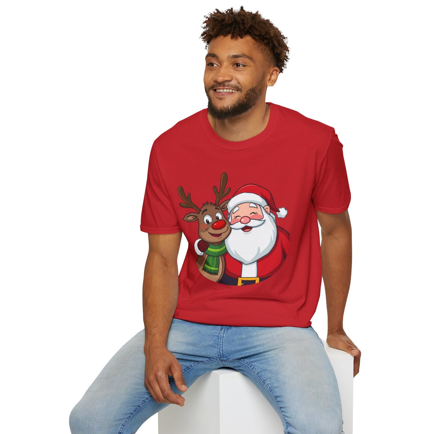 Smiling Santa and Rudolph Shirt, Family Christmas Shirts, Christmas T Shirt, Holiday Shirt, Cute Xmas Shirt for the family, Holiday Gift