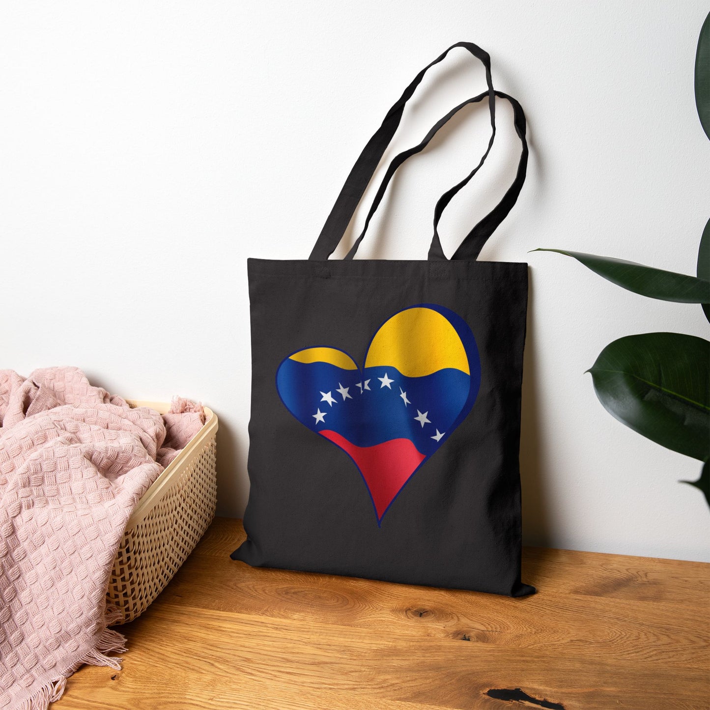Venezuela Flag Heart Tote Bag, Cotton Canvas Grocery Shopping Beach Handbag, Venezuela Pride Gift, Patriotic Shoulder Bag