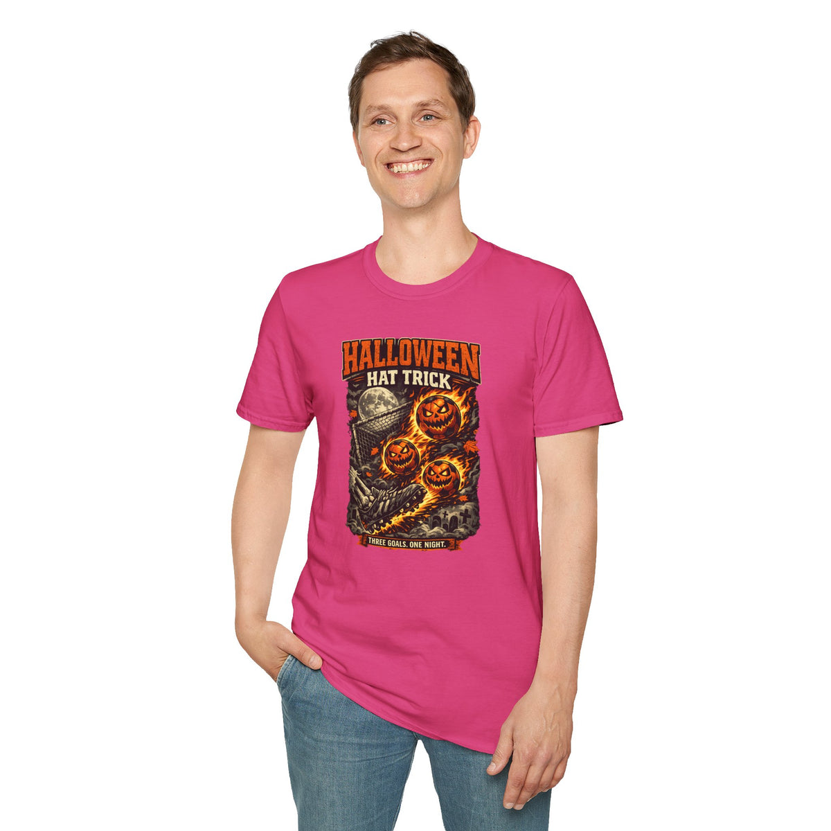 Halloween Soccer Shirt, Hat Trick Soccer Tee, Pumpkin Soccer Ball T-Shirt, Spooky Season Soccer Shirt, Fall Sports Gift