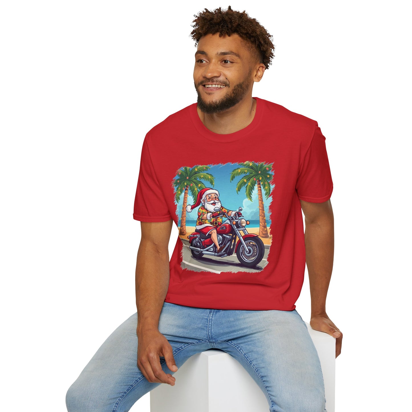 Tropical Santa riding a motorcycle shirt, Family Christmas Shirts, Christmas T Shirt, Holiday Shirt, Cute Xmas Shirt for the family, Holiday Gift