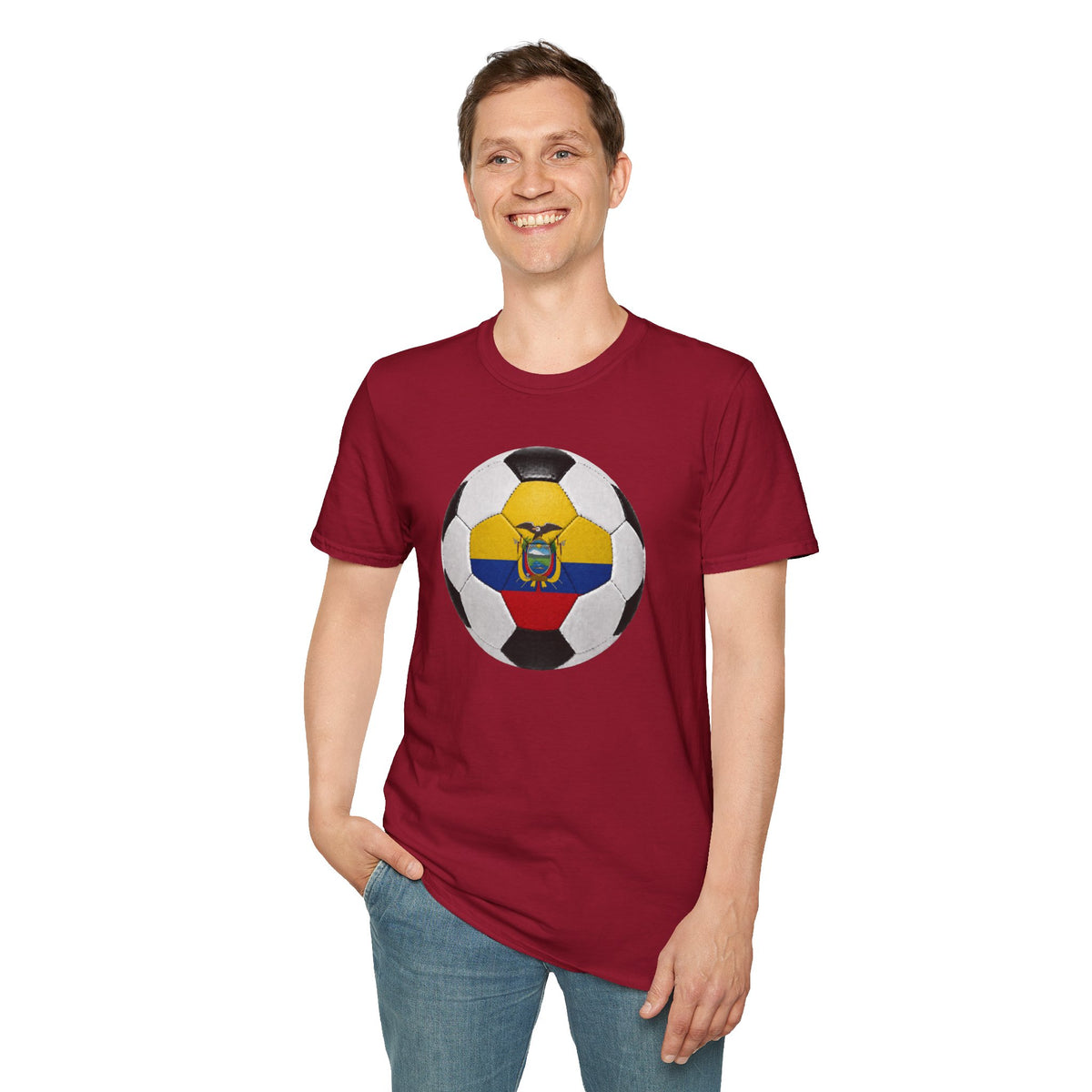 Ecuador Soccer Ball Shirt, Ecuador Futbol Tee, Yellow Blue Red Soccer T-Shirt, Game Day Fan Shirt, Sports Gift