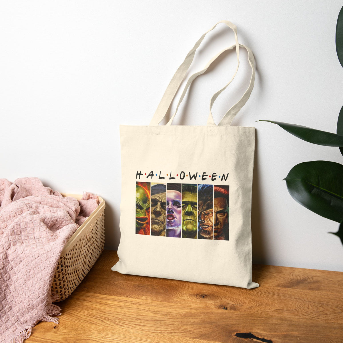 Monster Movie Villains Halloween Tote Bag, Halloween Gifts for shoppers, Shopping Tote, Horror Movie Fan Gift, Monster Movie Characters