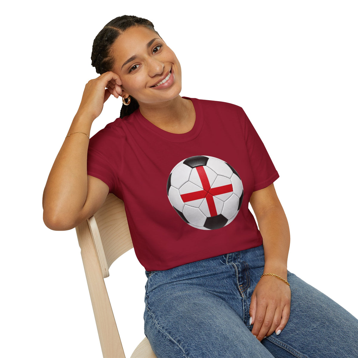 England Soccer Ball Shirt, England Football Tee, Red White Soccer T-Shirt, Game Day Fan Shirt, Sports Gift