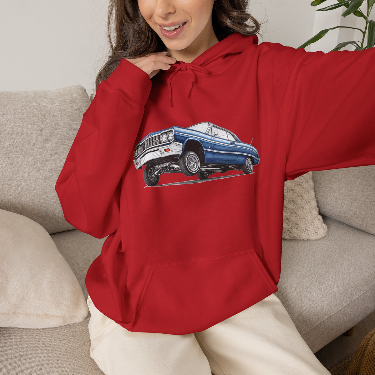Classic Car Hoodie, Lowrider Car Hoodie, Blue Vintage Car Sweatshirt, Car Enthusiast Gift, Unisex Automotive Hoodie