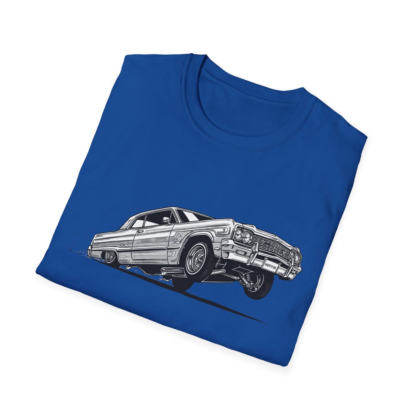 1964 Chevy Impala Hydraulics Lowrider Ink Drawing T-Shirt - Old School Hip Hop Cholo Art Tee Design - Chicano Car Club Graphic Tee