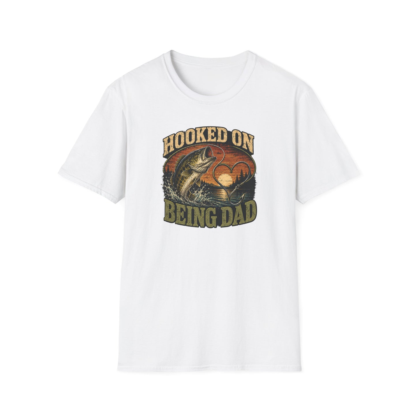 Fishing Dad Shirt, Hooked on Being Dad Tee, Bass Fishing T-Shirt, Fathers Day Shirt for Dad, Fisherman Gift