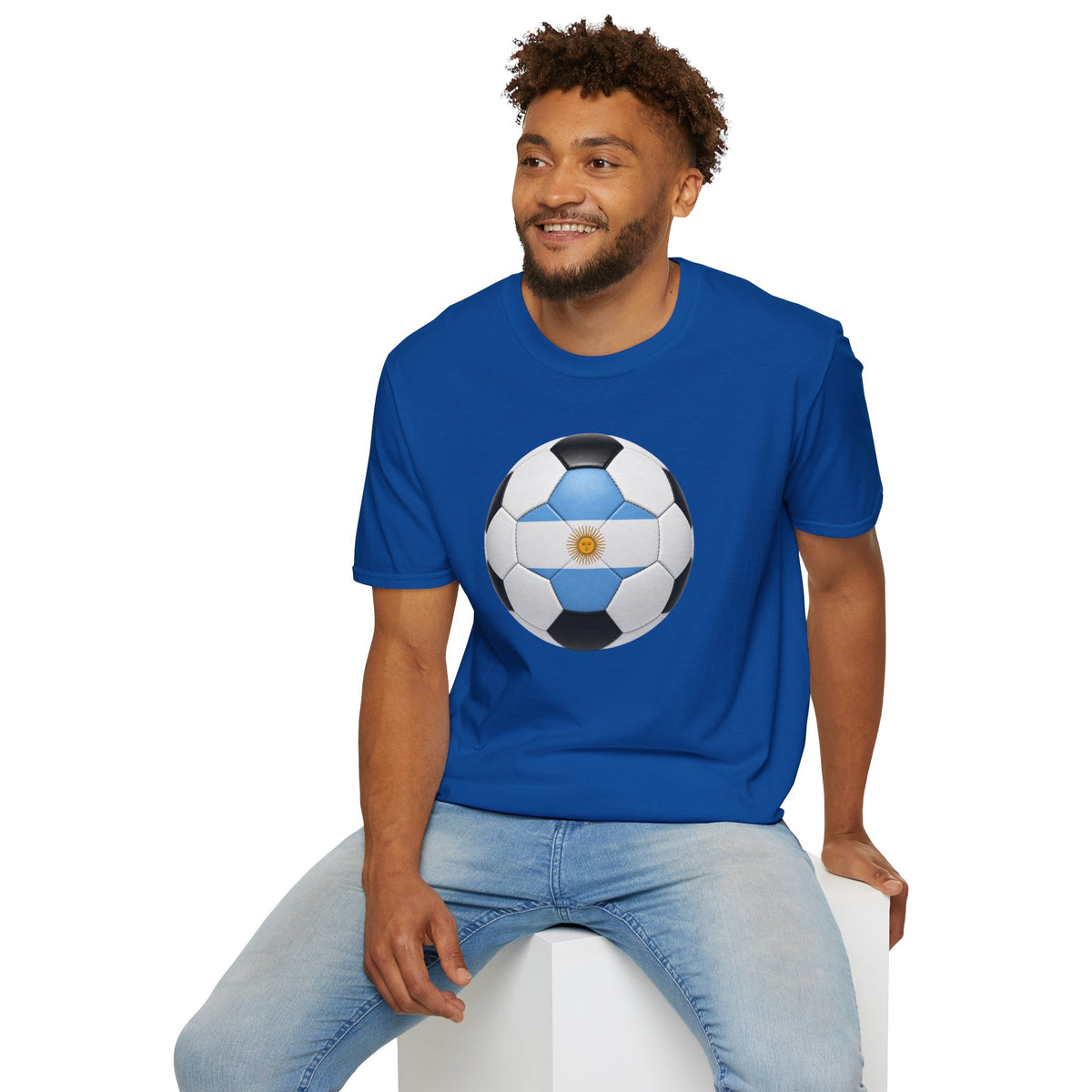 Argentina Soccer Ball Shirt, Argentina Futbol Tee, Light Blue White Soccer T-Shirt, Game Day Fan Shirt, Sports Gift