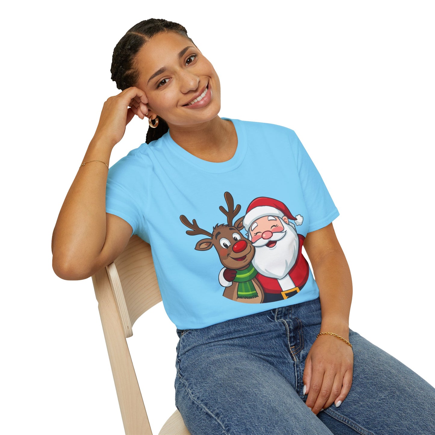 Smiling Santa and Rudolph Shirt, Family Christmas Shirts, Christmas T Shirt, Holiday Shirt, Cute Xmas Shirt for the family, Holiday Gift