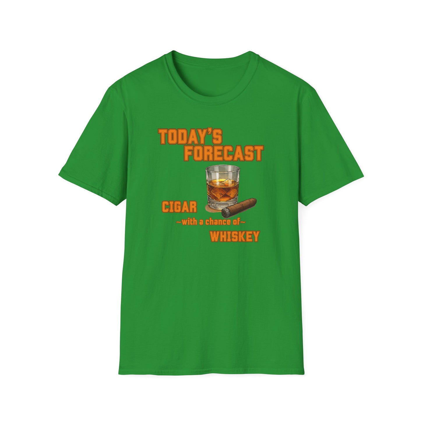 Today's Forecast Cigar with a chance of Whiskey Unisex T-Shirt, BBQ Pool Party Shirt, Fathers Day Gift, Relaxation Leisure, Cigar lover Gift