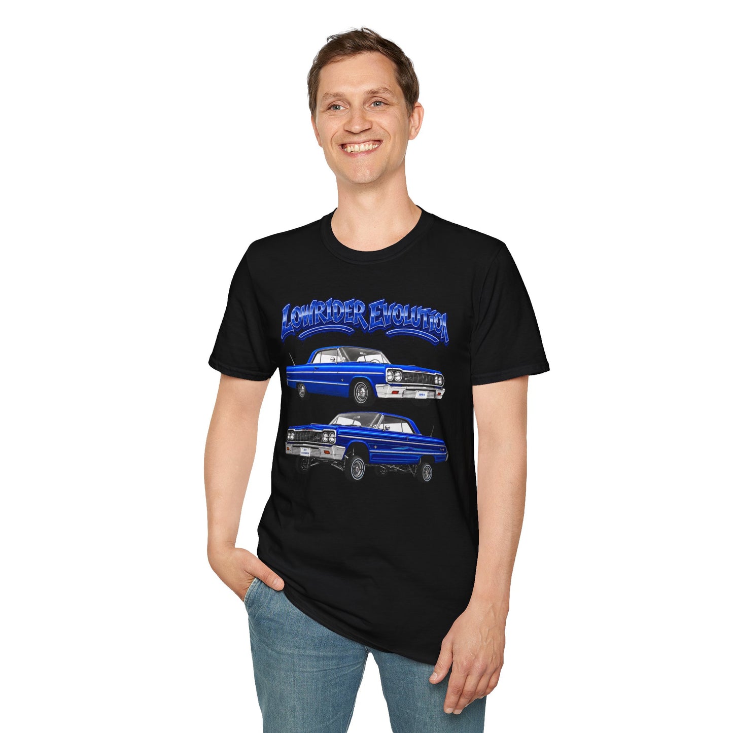 Classic Lowrider Shirt, Lowrider Evolution Tee, Blue Vintage Car Shirt, Car Enthusiast Gift, Retro Auto Graphic Tee