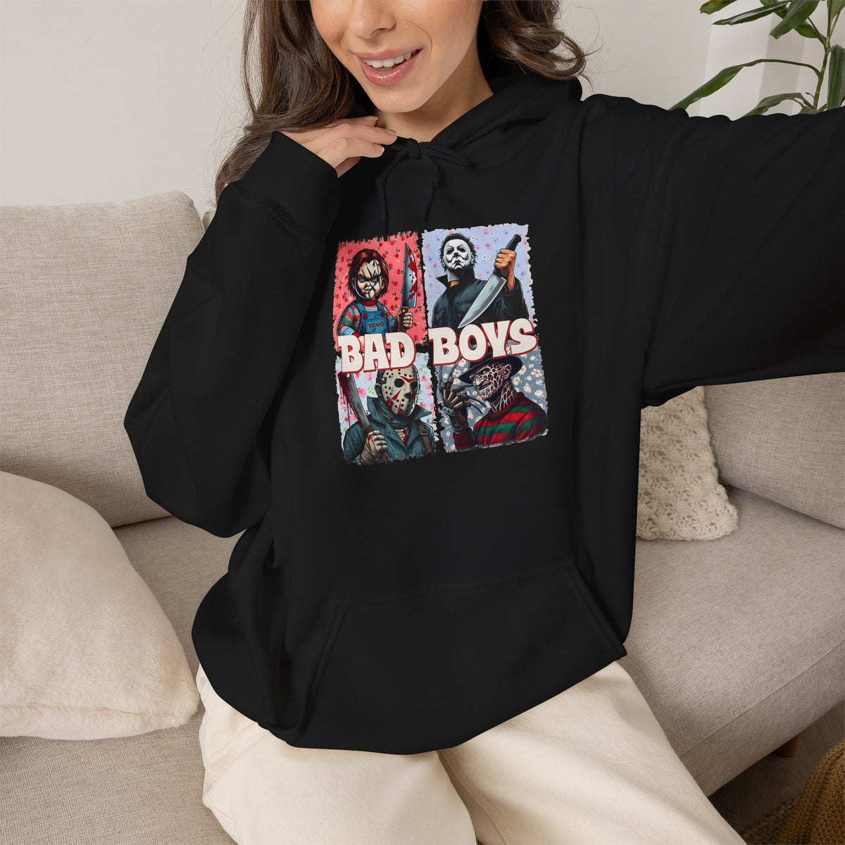 Horror Movie Villains Halloween Bad Boys Unisex Hoodie, Scary Movie Pullover, Horror Movie Sweatshirt, Halloween Costume Hoodie