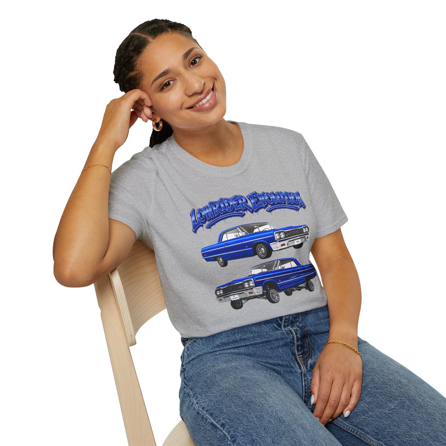 Classic Lowrider Shirt, Lowrider Evolution Tee, Blue Vintage Car Shirt, Car Enthusiast Gift, Retro Auto Graphic Tee