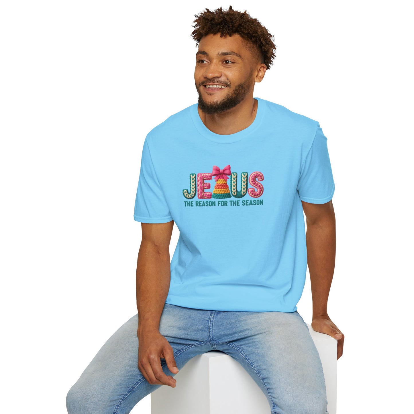 Jesus Christmas T-Shirt – The Reason for the Season Tee, Faith Christian Holiday Shirt with Bow Design