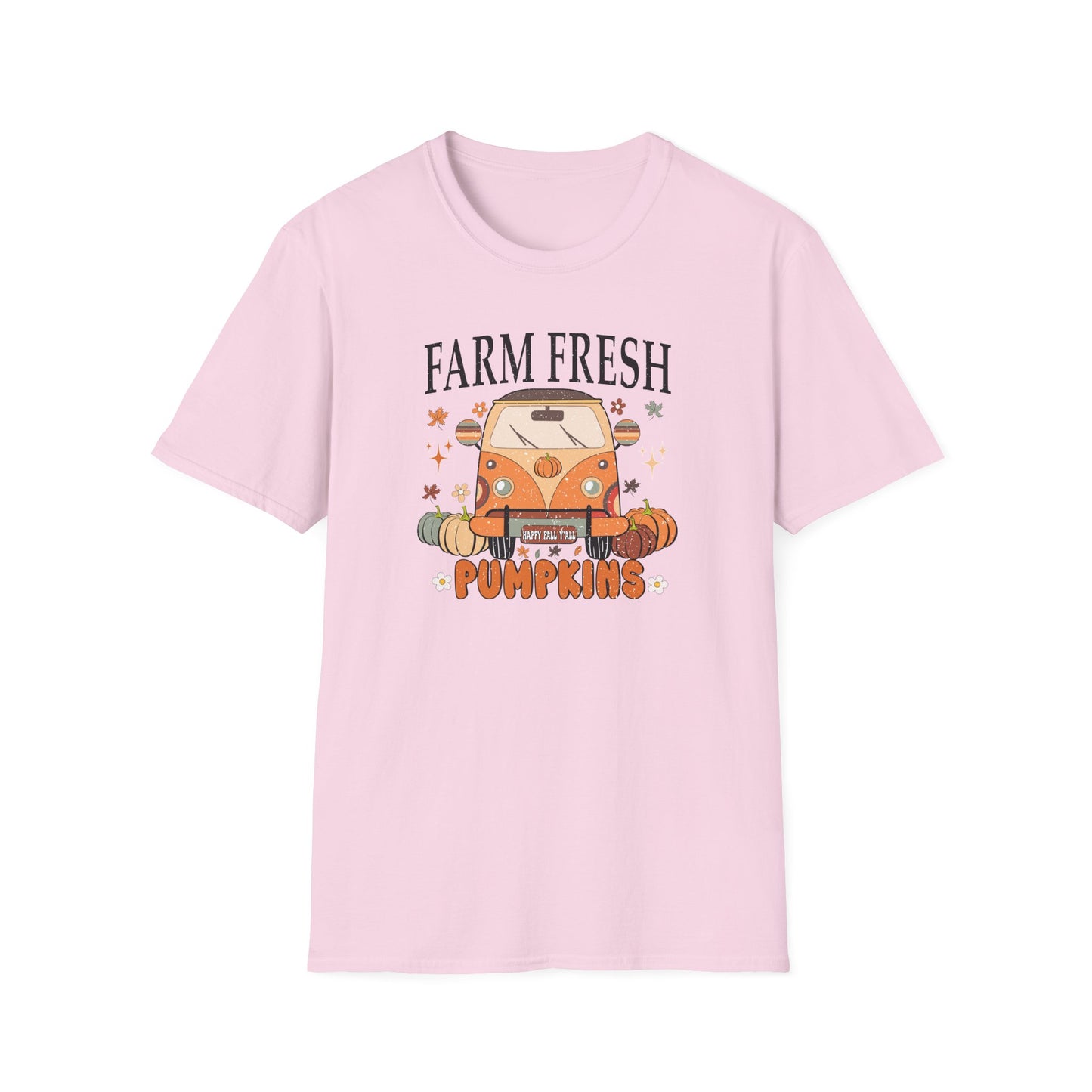 Farm Fresh Pumpkin Happy Fall Yall T-Shirt - Women's Autumn Tee, Thanksgiving Shirt, Pumpkin Thanksgiving Tee, Cozy Fall Tee for Her