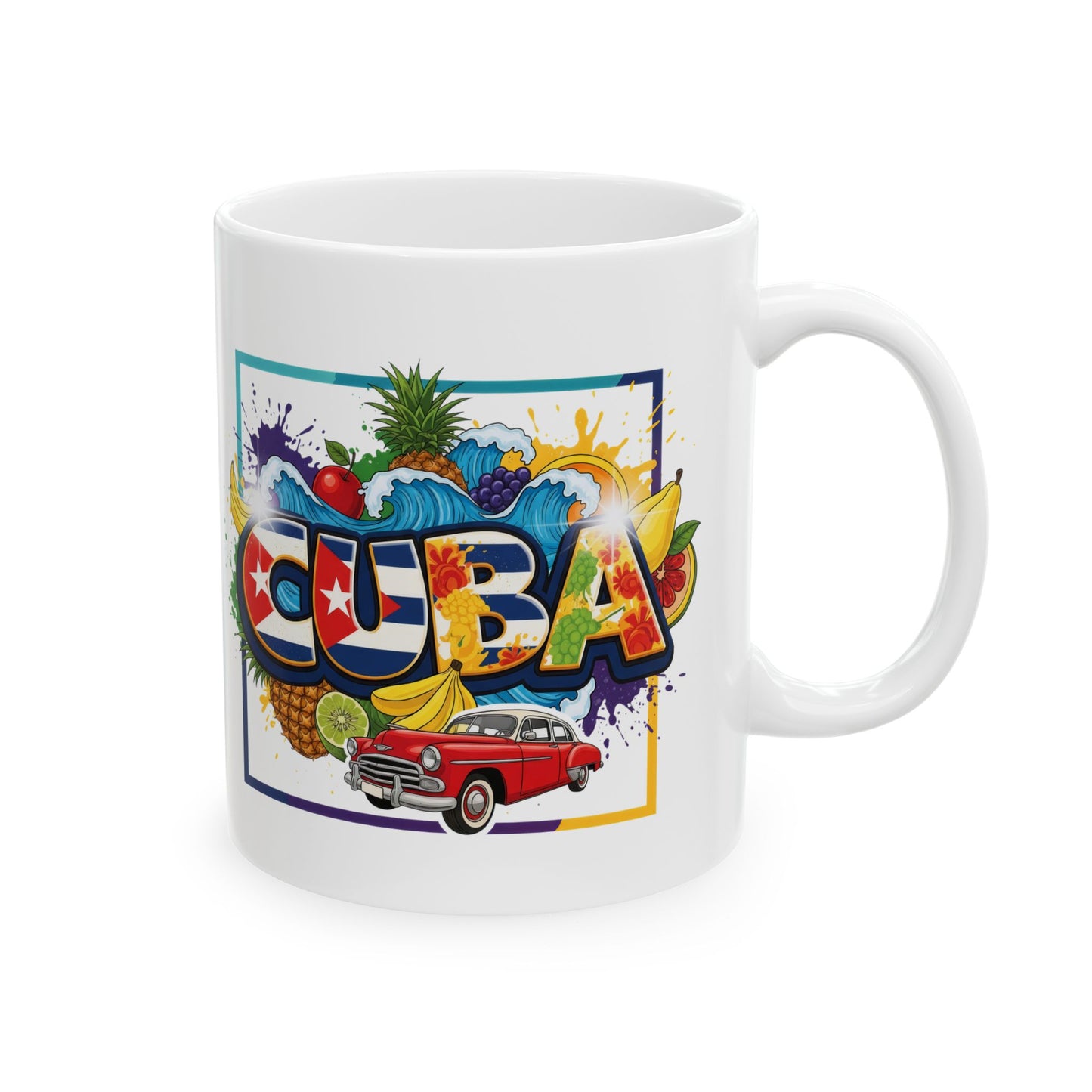 Colorful Cuban Flag Ceramic Mug, 11oz 15oz - Vibrant Cuba Souvenir Coffee Cup, Patriotic Tea Mug, Cuban American Gift, Kitchen Decor
