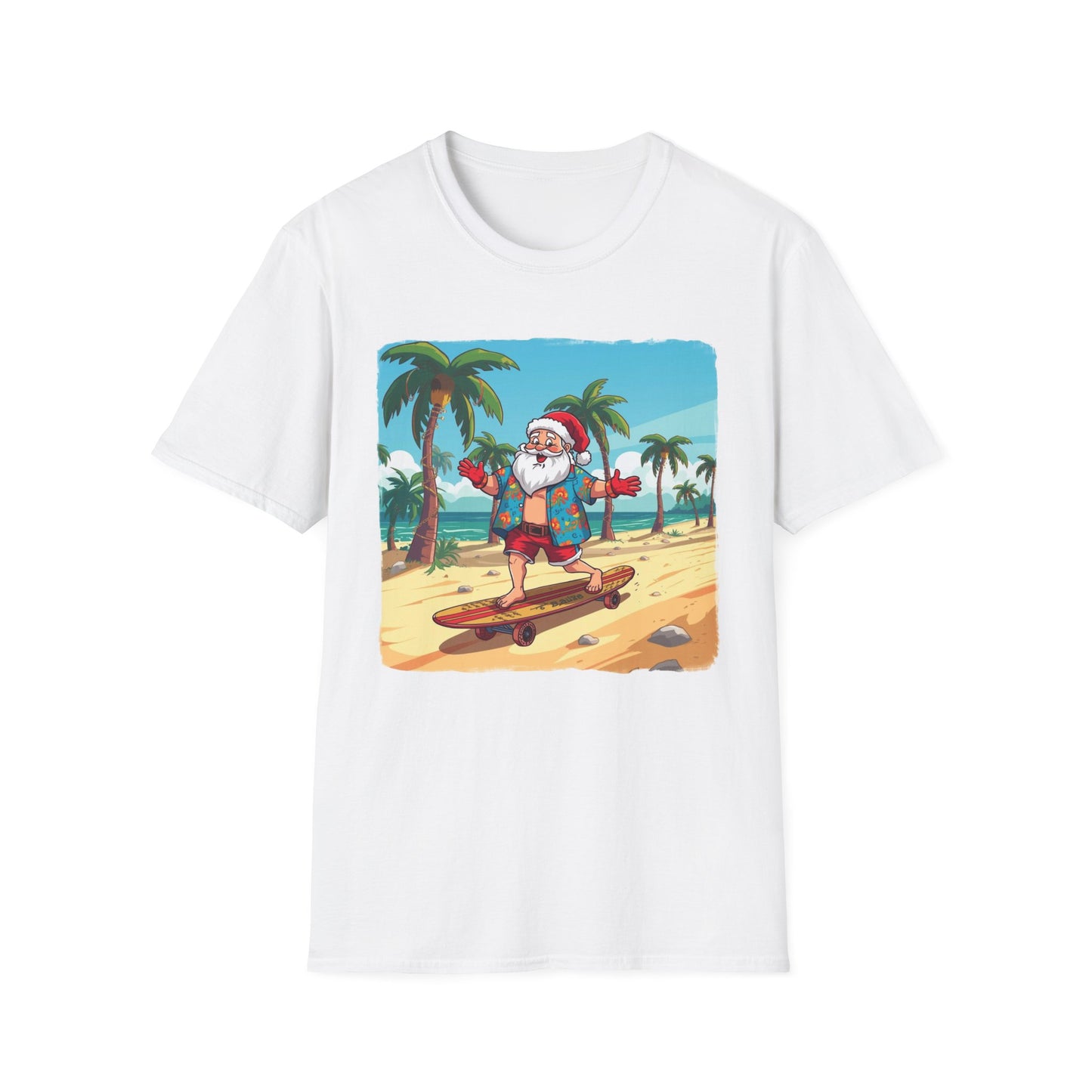 Tropical Santa riding a longboard shirt, Family Christmas Shirts, Christmas T Shirt, Holiday Shirt, Cute Xmas Shirt for the family, Holiday Gift