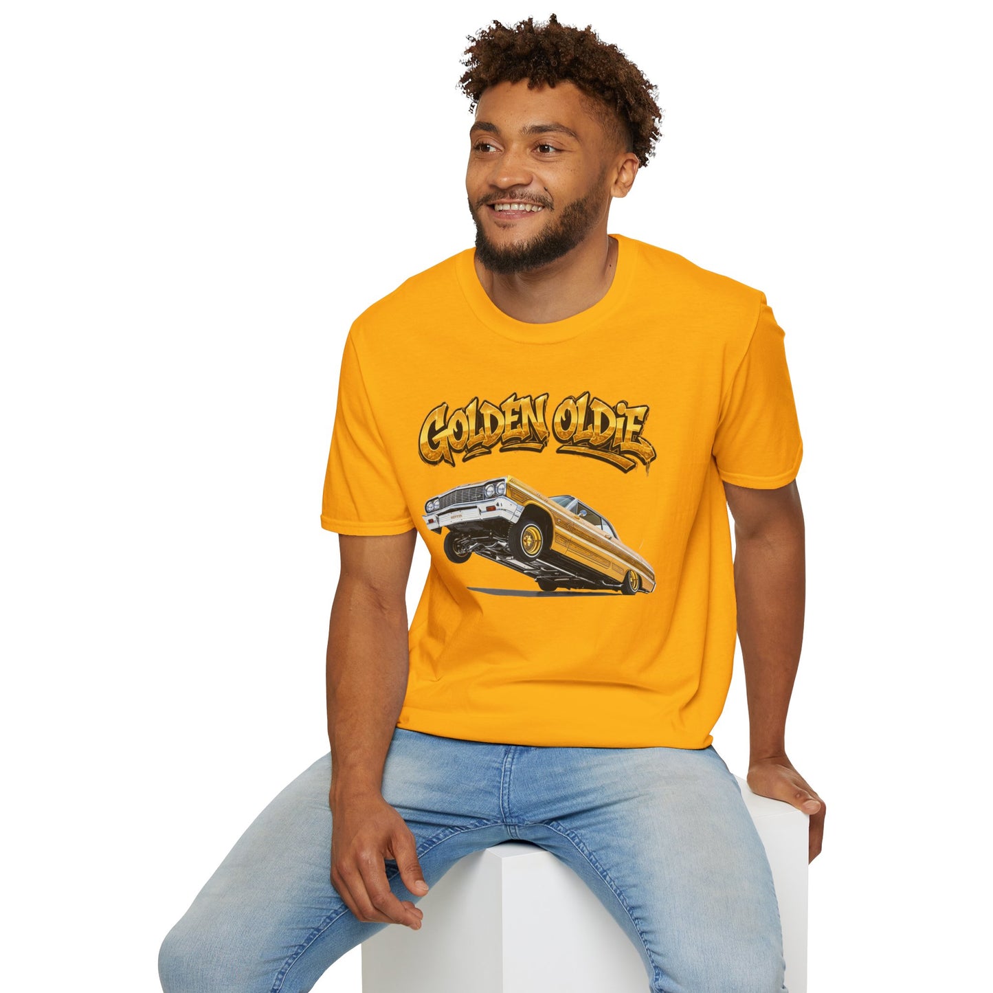 Golden Oldie Lowrider Shirt, Classic Car Tee, Vintage Auto Graphic Shirt, Car Enthusiast Gift, Retro Car Lover Tee