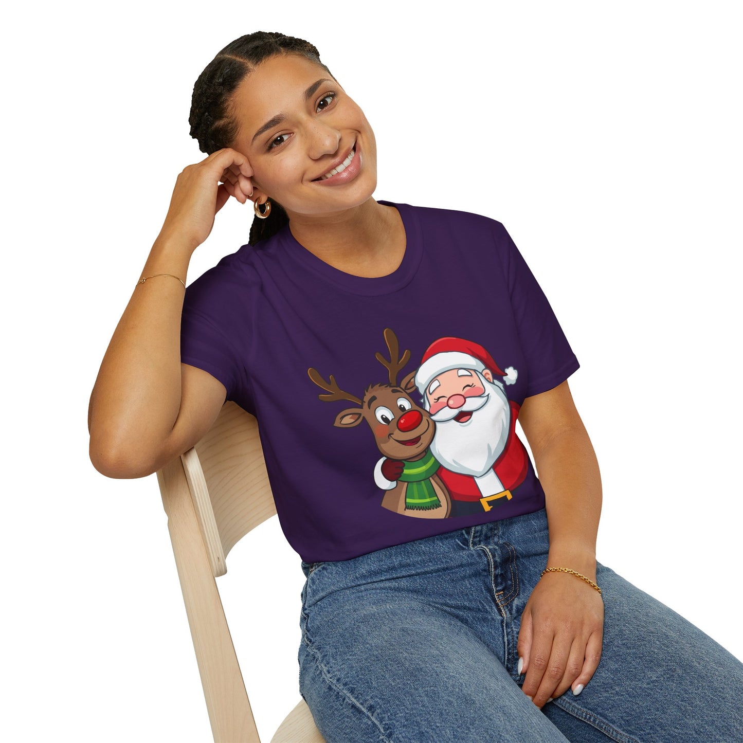 Smiling Santa and Rudolph Shirt, Family Christmas Shirts, Christmas T Shirt, Holiday Shirt, Cute Xmas Shirt for the family, Holiday Gift