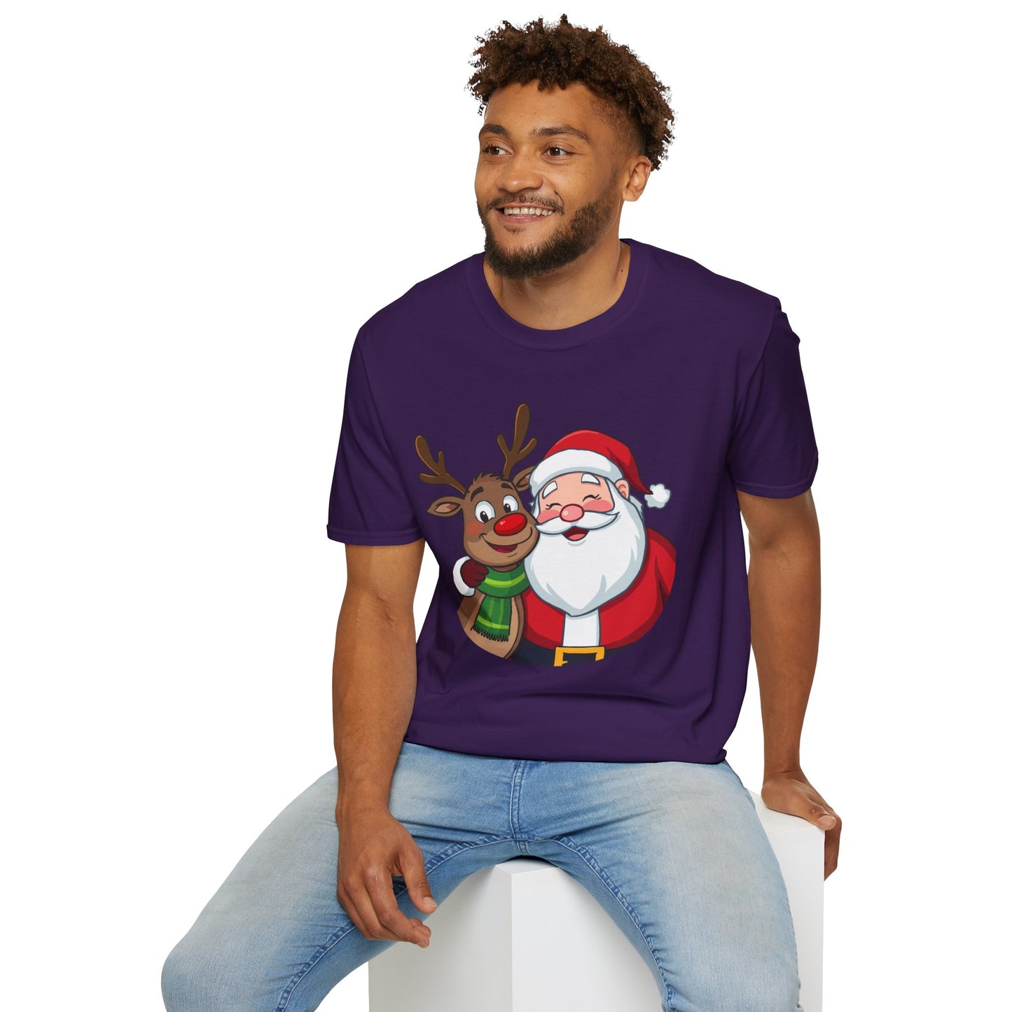 Smiling Santa and Rudolph Shirt, Family Christmas Shirts, Christmas T Shirt, Holiday Shirt, Cute Xmas Shirt for the family, Holiday Gift