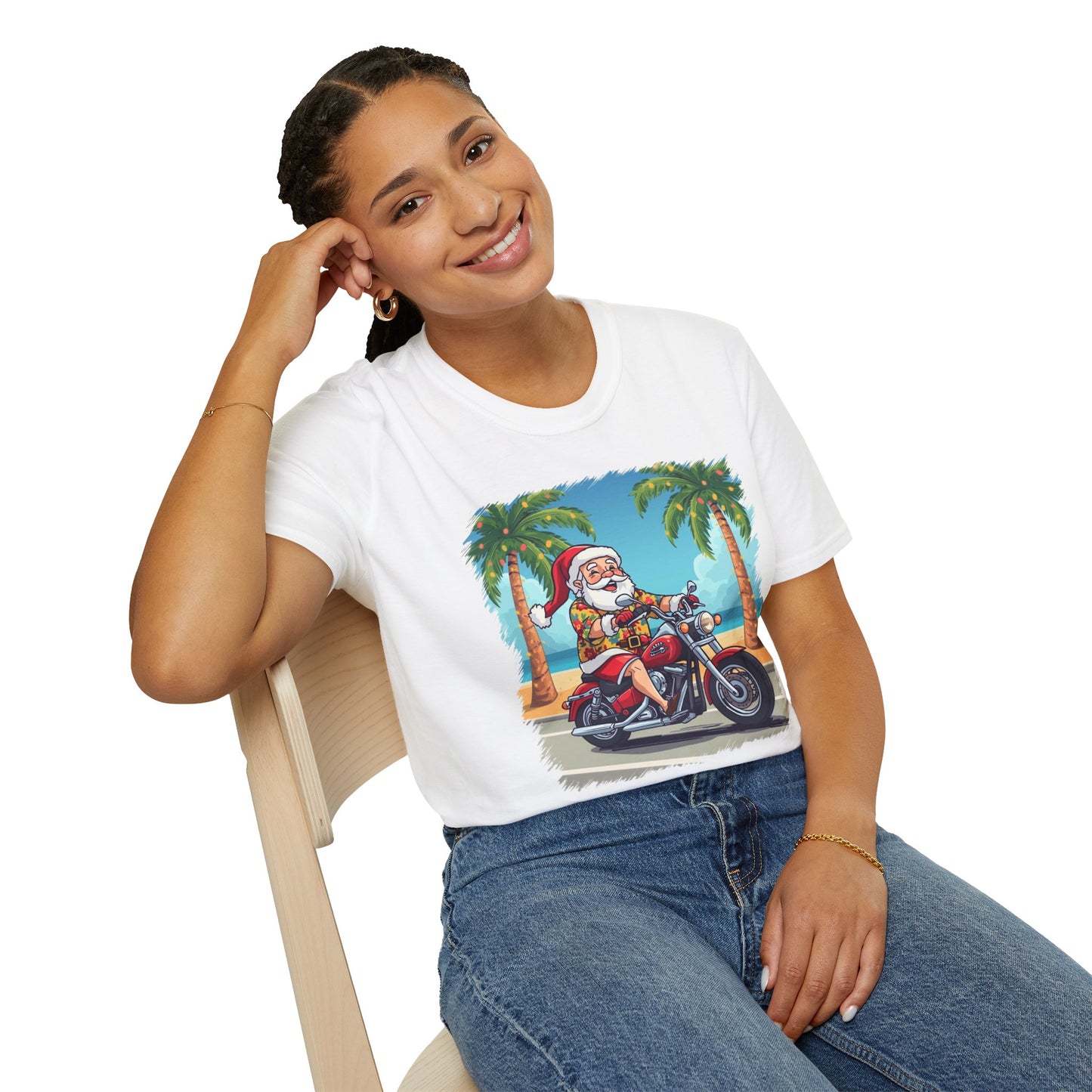 Tropical Santa riding a motorcycle shirt, Family Christmas Shirts, Christmas T Shirt, Holiday Shirt, Cute Xmas Shirt for the family, Holiday Gift