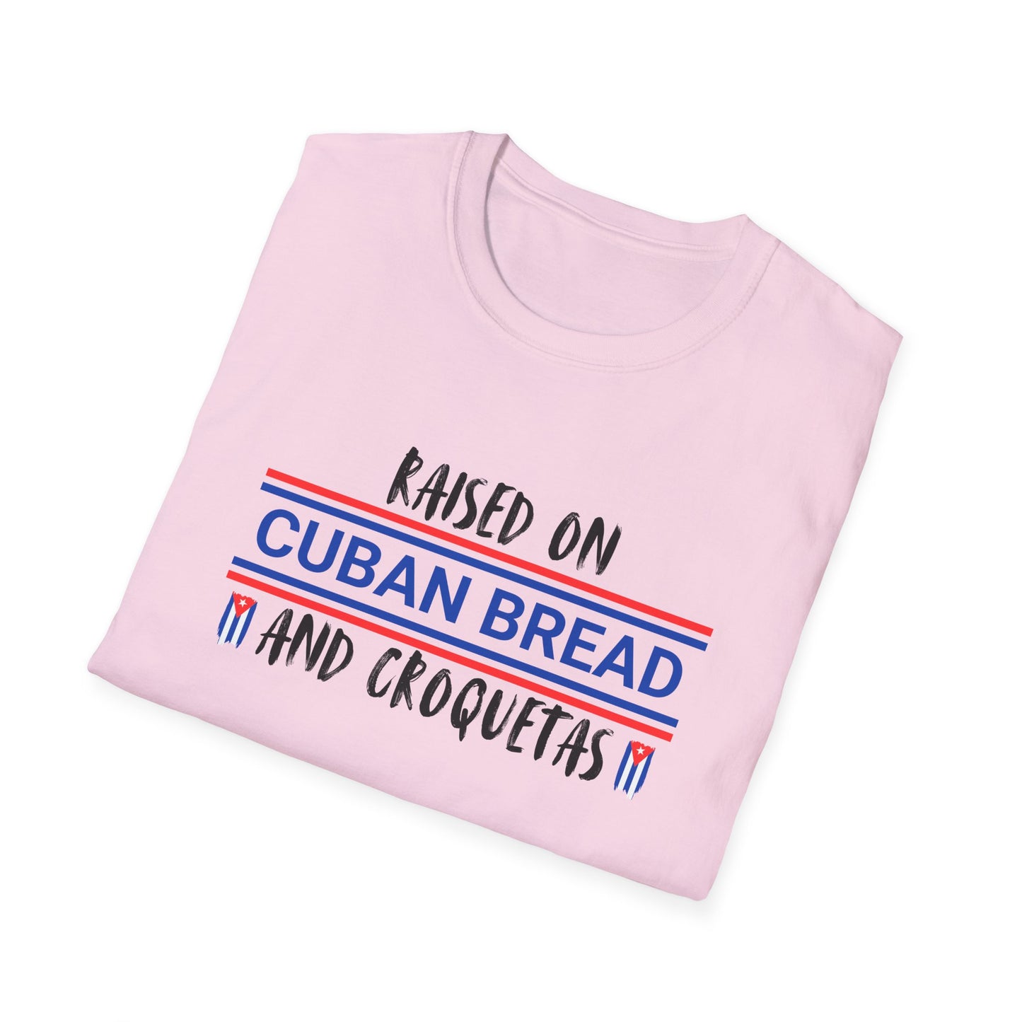 Raised on Cuban Bread and Croquetas T-Shirt, Cute Graphic Tee for Hispanic Heritage, Cuban Food Heritage, Latin roots Tee, Hispanic Gift