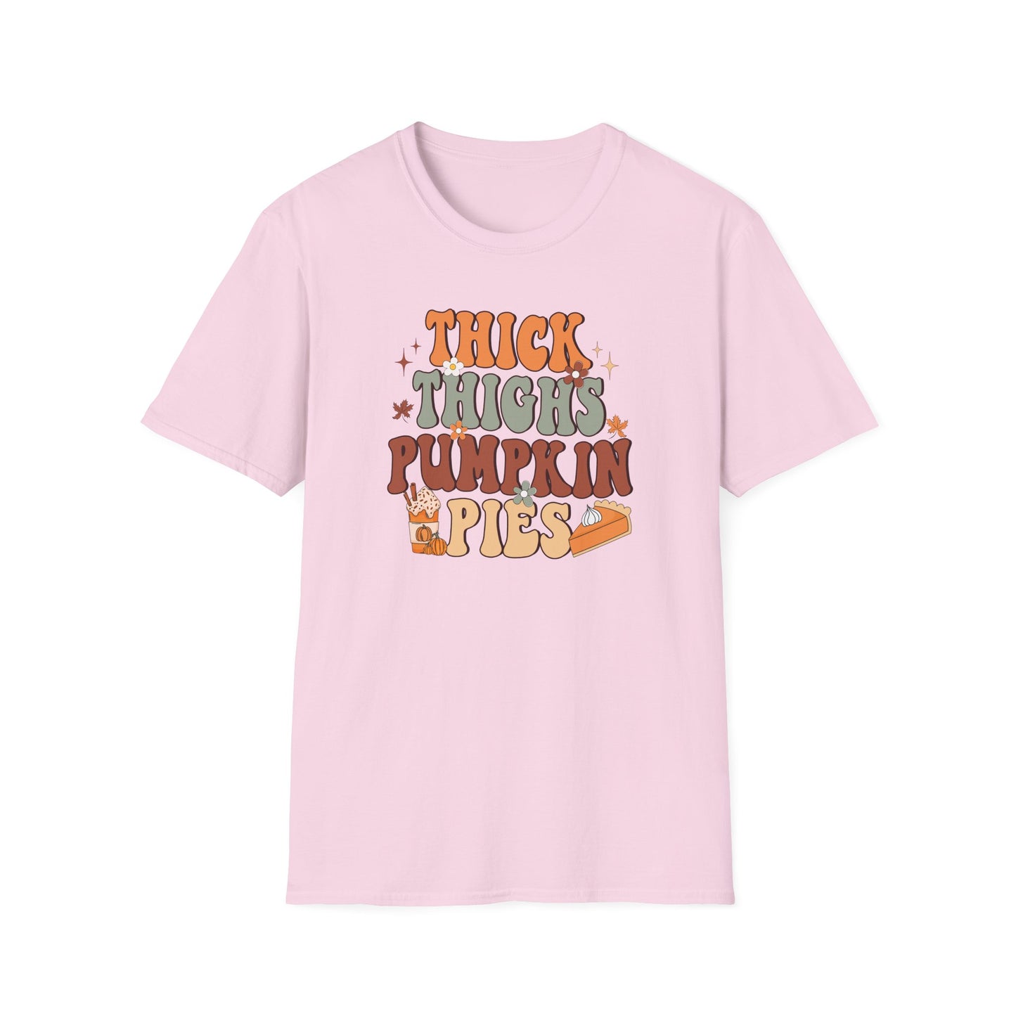 Thick Thighs Pumpkin Pie Fall T-Shirt - Cute Women's Autumn Tee, Thanksgiving Shirt, Pumpkin Thanksgiving Tee, Cozy Fall Tee, Friendsgiving