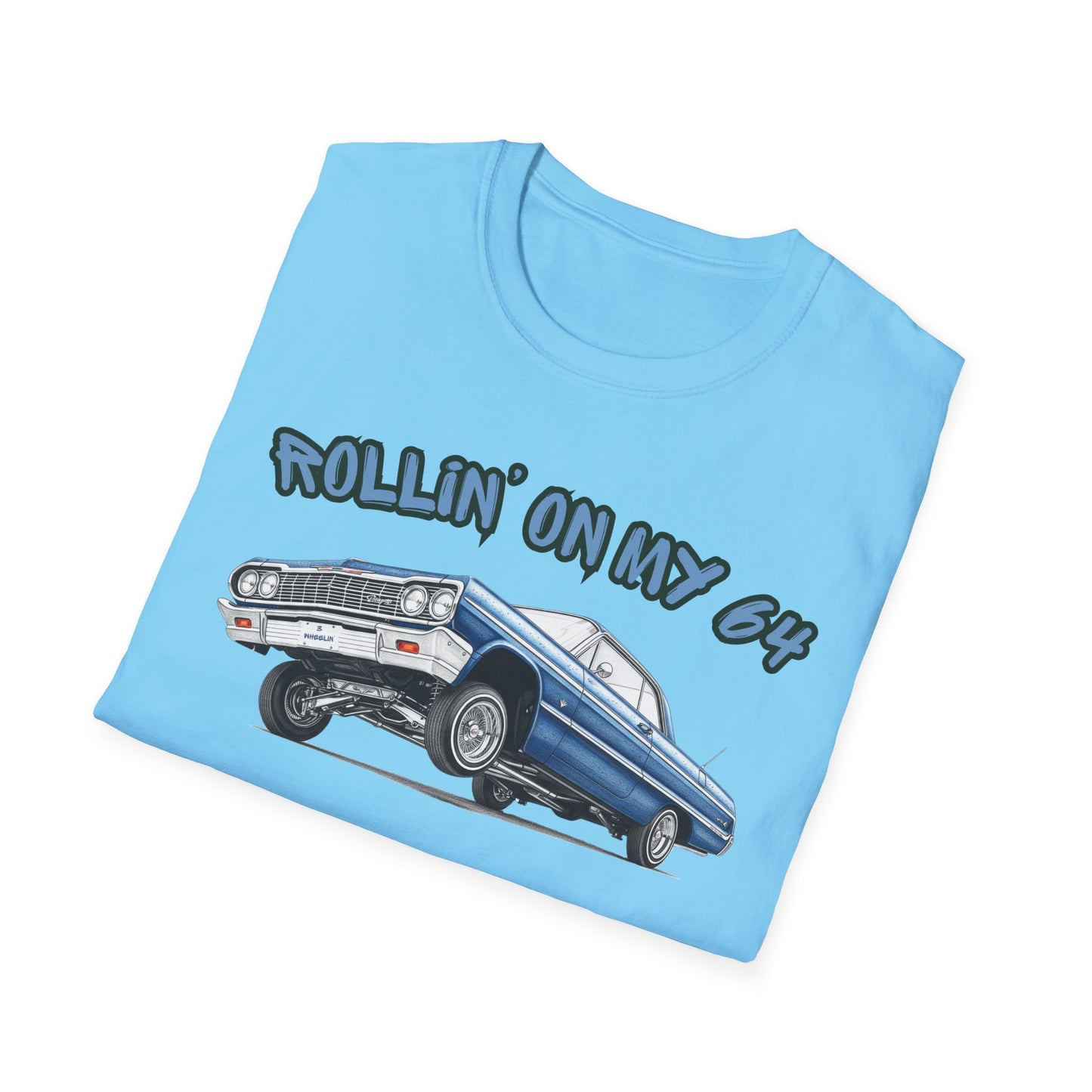 Lowrider Shirt, Rollin On My 64 Tee, Classic Car Graphic Shirt, Vintage Car Enthusiast Gift, Retro Auto Unisex Tee