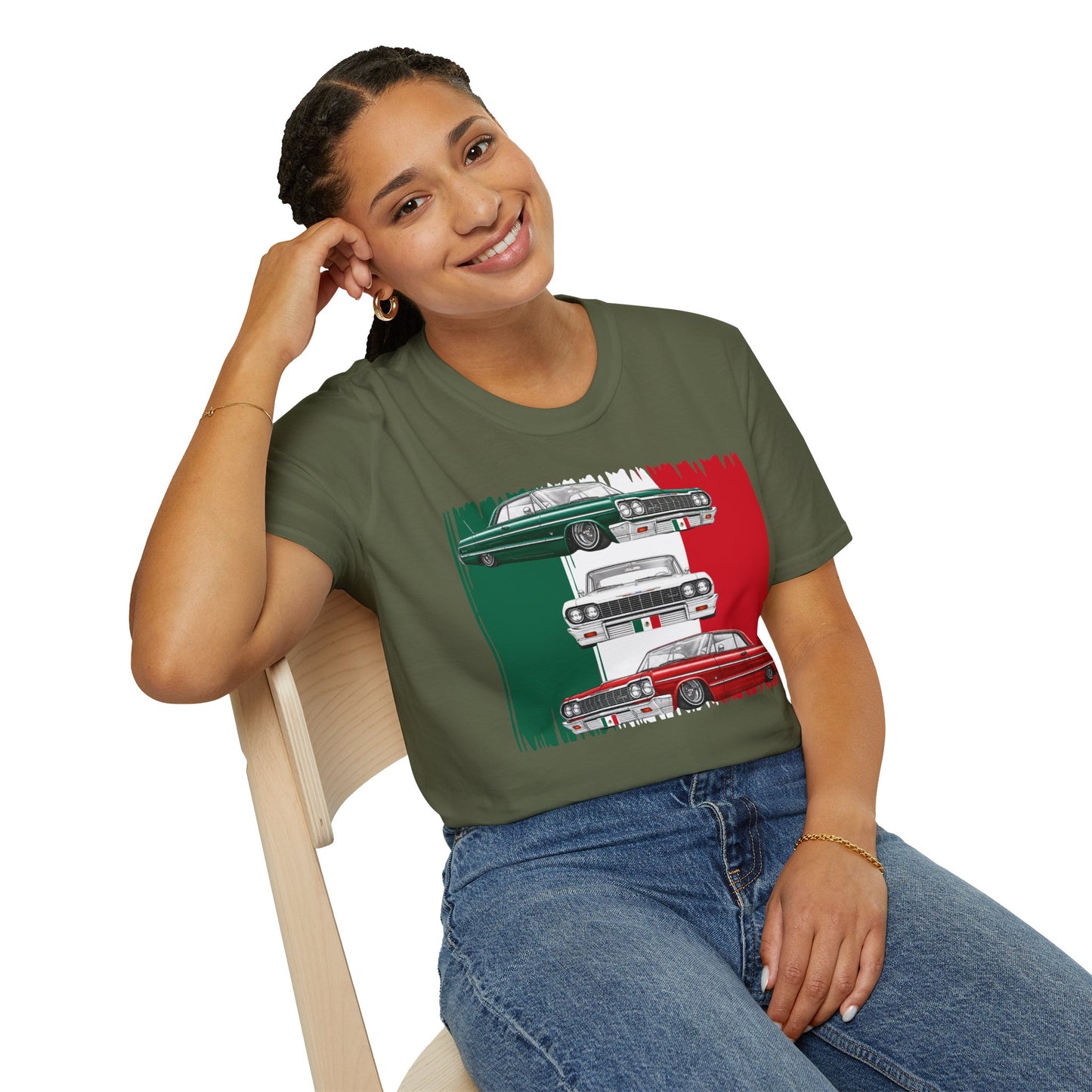 Lowrider Shirt, Mexican Flag Classic Car Tee, Vintage Car Graphic Shirt, Car Enthusiast Gift, Retro Auto Unisex Tee