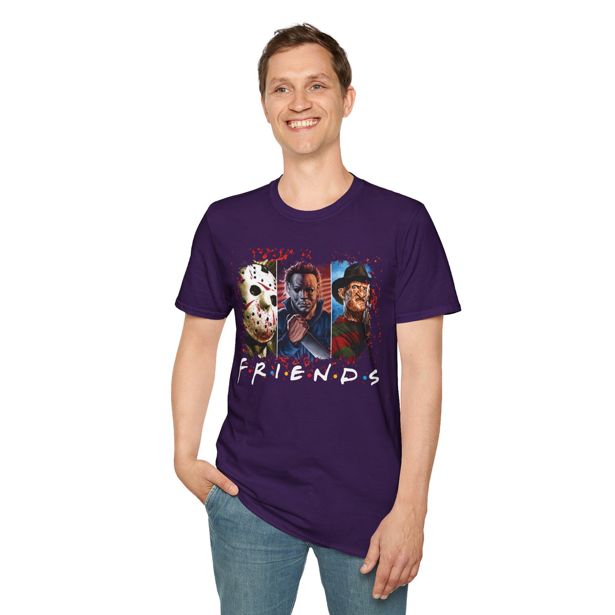 Horror Movie Villains Halloween Friends Softstyle T-Shirt, Scary Movie Tee, Halloween Shirt, Horror Movie Fan Gift, Horror Movie Characters