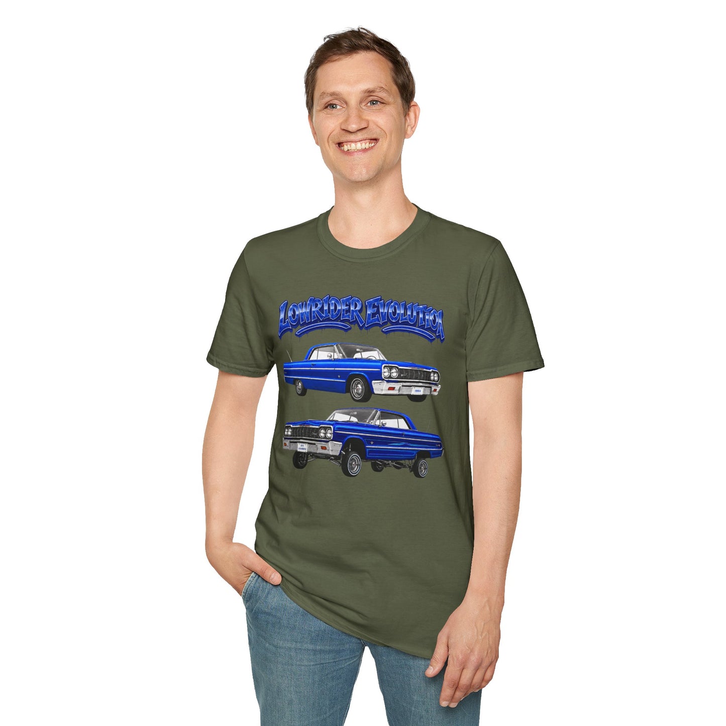 Classic Lowrider Shirt, Lowrider Evolution Tee, Blue Vintage Car Shirt, Car Enthusiast Gift, Retro Auto Graphic Tee