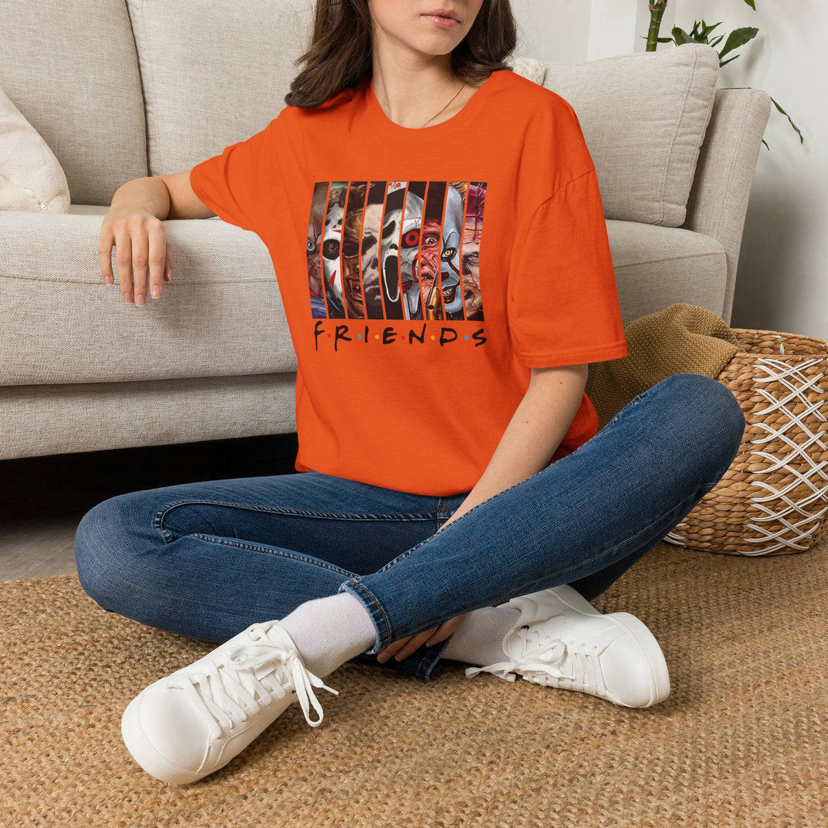 Horror Movie Villains Halloween Friends Softstyle T-Shirt, Scary Movie Tee, Halloween Shirt, Horror Movie Fan Gift, Horror Movie Characters