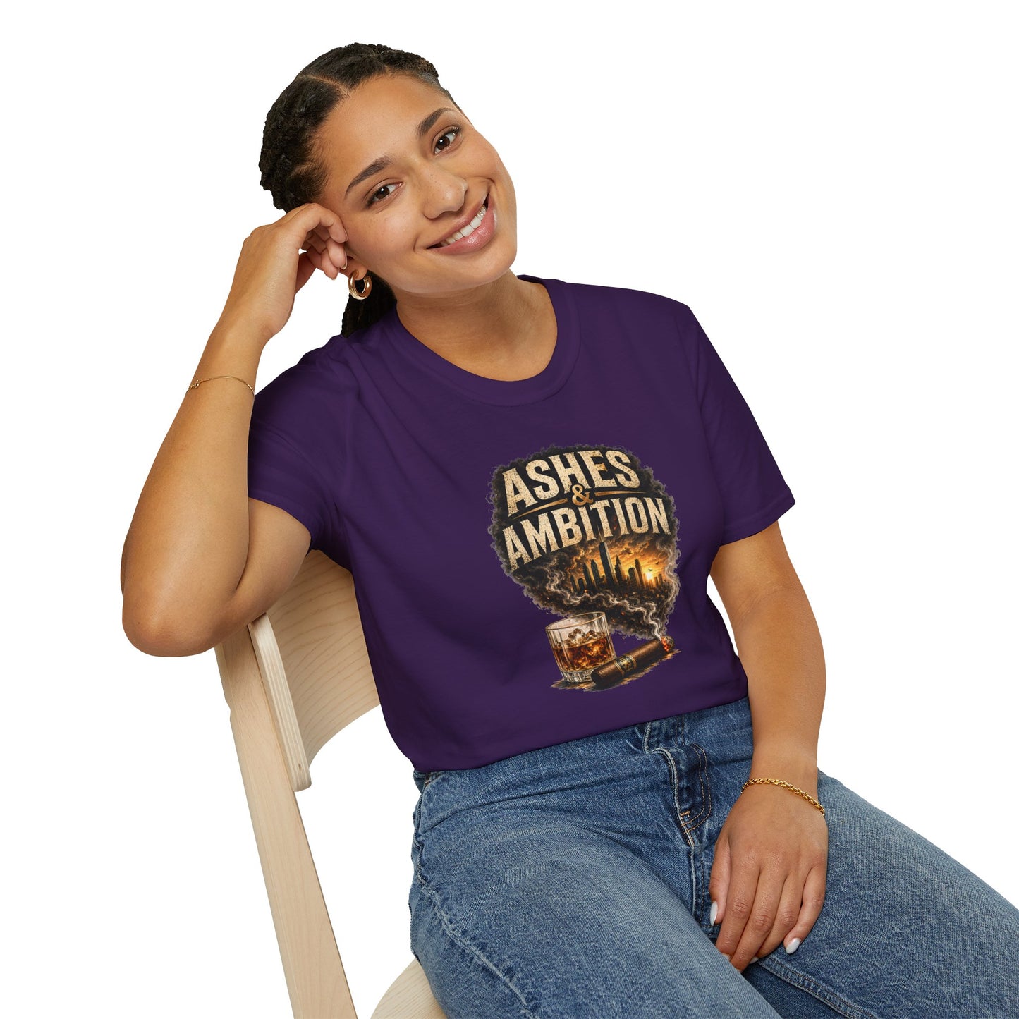 Ashes & Ambition Cigar T-Shirt – Whiskey, Success & Hustle Lifestyle Tee