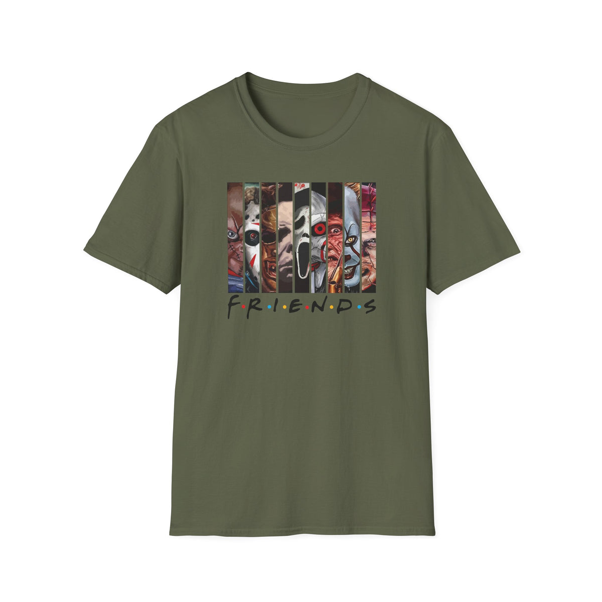 Horror Movie Villains Halloween Friends Softstyle T-Shirt, Scary Movie Tee, Halloween Shirt, Horror Movie Fan Gift, Horror Movie Characters