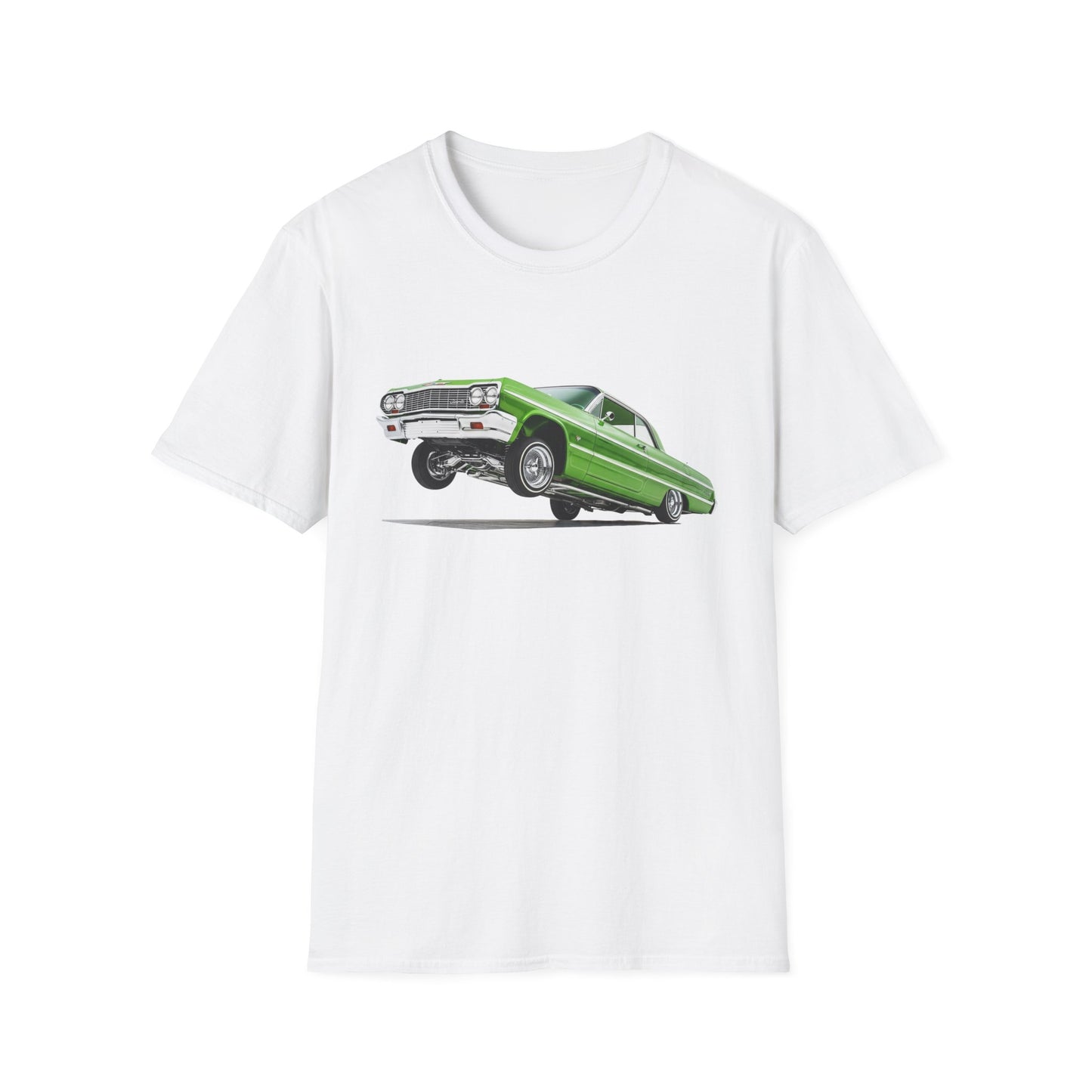 1964 Chevy Impala Hydraulics Lowrider Hoppin' Ink Drawing T-Shirt - Old School Hip Hop Cholo Art Tee Design - Chicano Car Club Graphic Tee