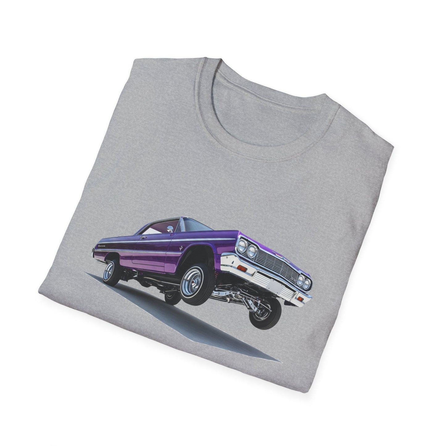 1964 Chevy Impala Hydraulics Lowrider Hoppin' Ink Drawing T-Shirt - Old School Hip Hop Cholo Art Tee Design - Chicano Car Club Graphic Tee