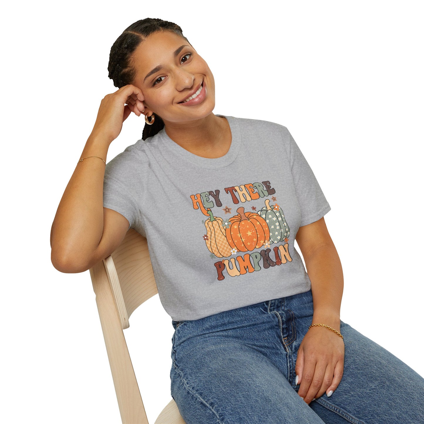 Hey There Pumpkin Fall T-Shirt - Cute Women's Autumn Tee, Thanksgiving Shirt, Pumpkin Thanksgiving Tee, Cozy Fall Tee for Her, Friendsgiving