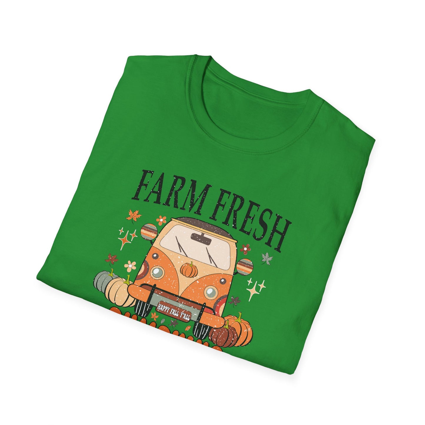 Farm Fresh Pumpkin Happy Fall Yall T-Shirt - Women's Autumn Tee, Thanksgiving Shirt, Pumpkin Thanksgiving Tee, Cozy Fall Tee for Her