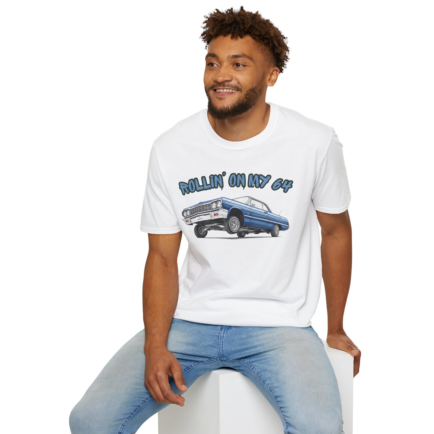 Lowrider Shirt, Rollin On My 64 Tee, Classic Car Graphic Shirt, Vintage Car Enthusiast Gift, Retro Auto Unisex Tee