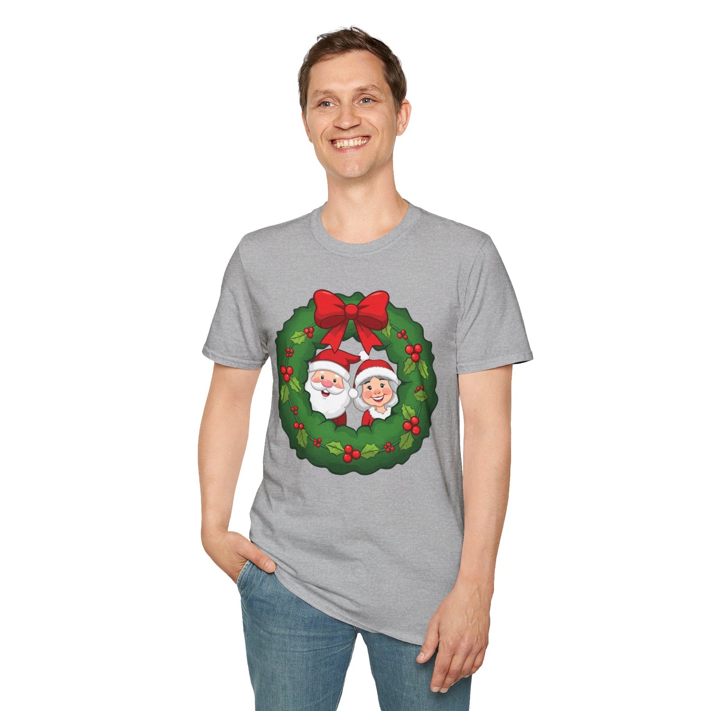Santa and Mrs. Claus in a Wreath Shirt, Family Christmas Shirts, Christmas T Shirt, Holiday Shirt, Cute Xmas Shirt for the family, Holiday Gift