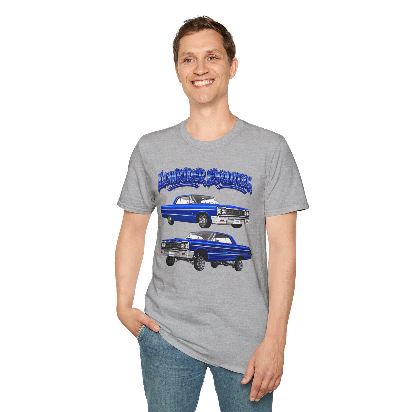 Classic Lowrider Shirt, Lowrider Evolution Tee, Blue Vintage Car Shirt, Car Enthusiast Gift, Retro Auto Graphic Tee