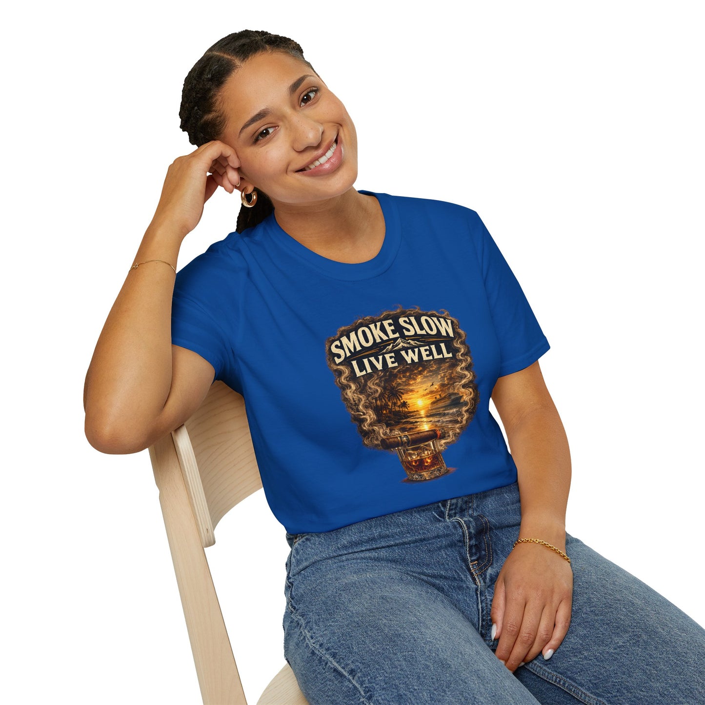 Smoke Slow Live Well Yacht T-Shirt – Cigar, Whiskey & Coastal Luxury Tee
