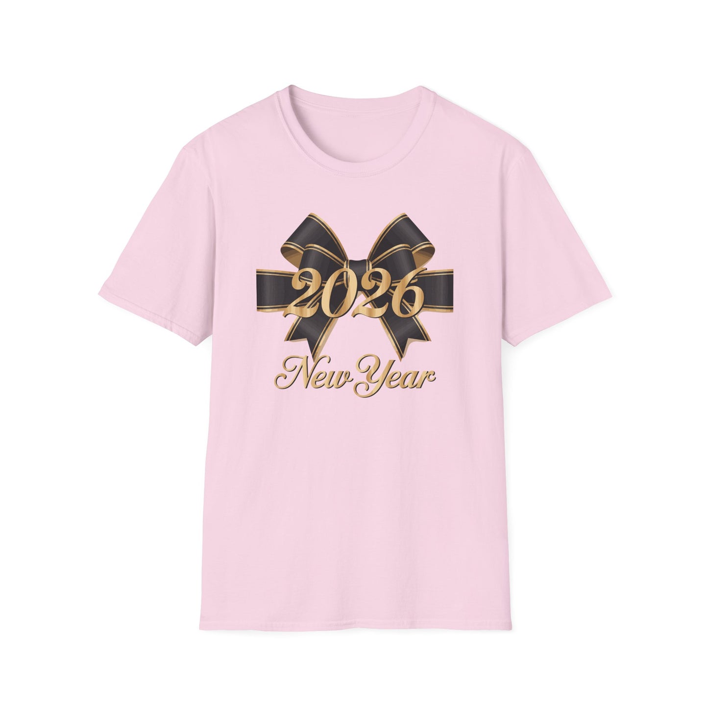 Happy New Year 2026 T-Shirt – Elegant Black and Gold Bow New Year Shirt, Classy 2026 NYE Celebration Tee, Luxury New Year’s Eve Party Top