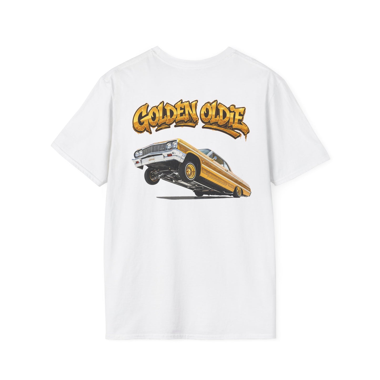 Back Print Lowrider Shirt, Golden Oldie Classic Car Tee, Vintage Car Enthusiast Shirt, Retro Auto Gift, Unisex Car Lover Tee