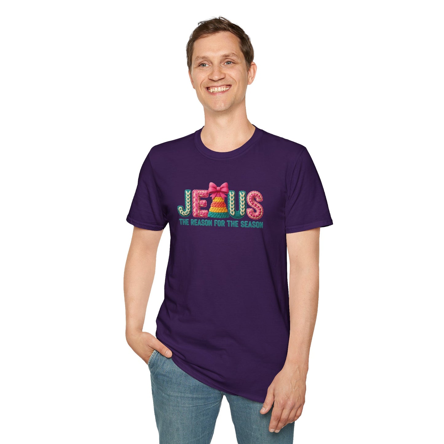 Jesus Christmas T-Shirt – The Reason for the Season Tee, Faith Christian Holiday Shirt with Bow Design