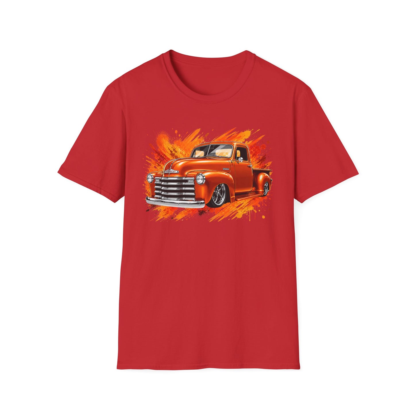 Orange Classic Truck T-Shirt, Vintage Pickup Graphic Tee, Custom Truck Shirt for Car Lovers