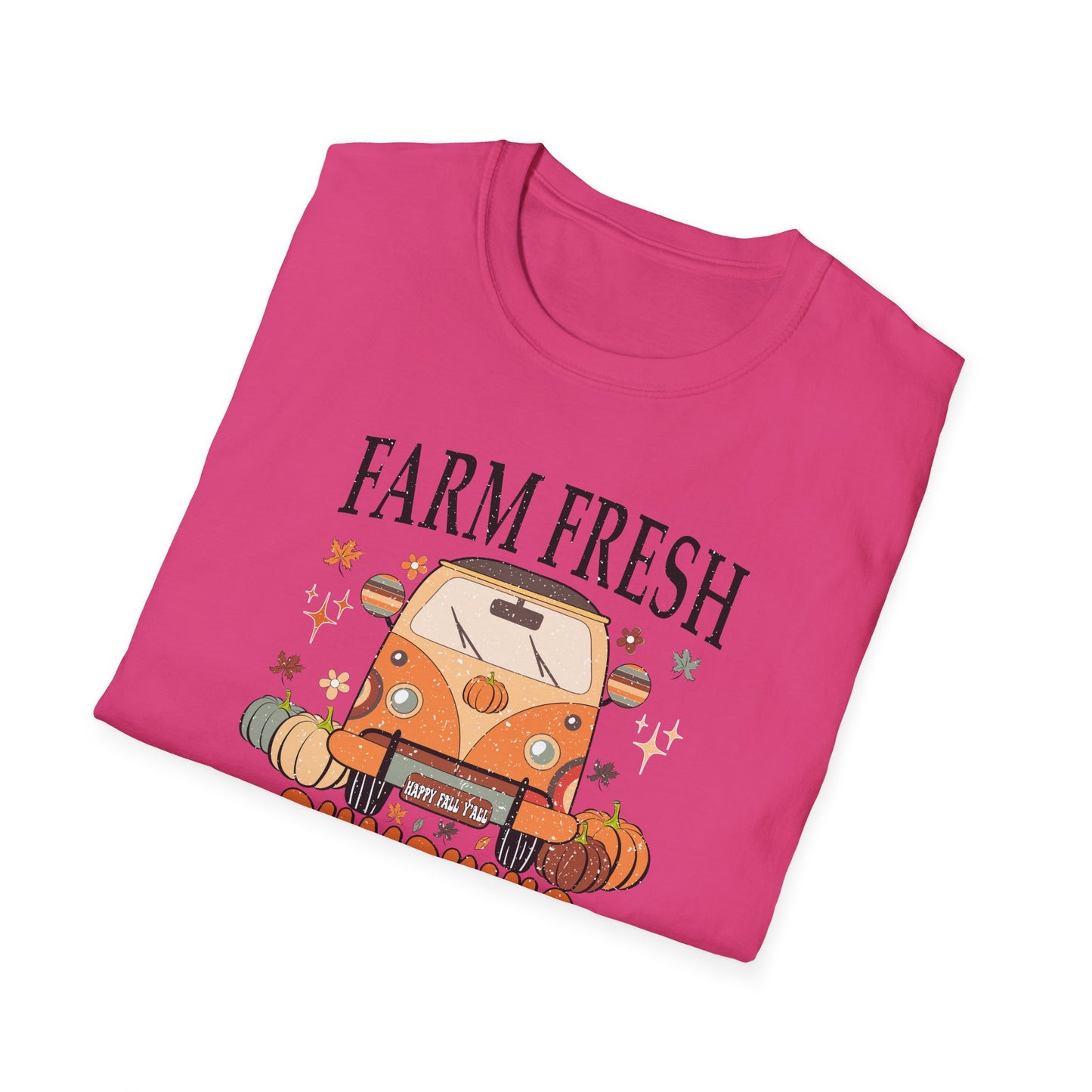 Farm Fresh Pumpkin Happy Fall Yall T-Shirt - Women's Autumn Tee, Thanksgiving Shirt, Pumpkin Thanksgiving Tee, Cozy Fall Tee for Her