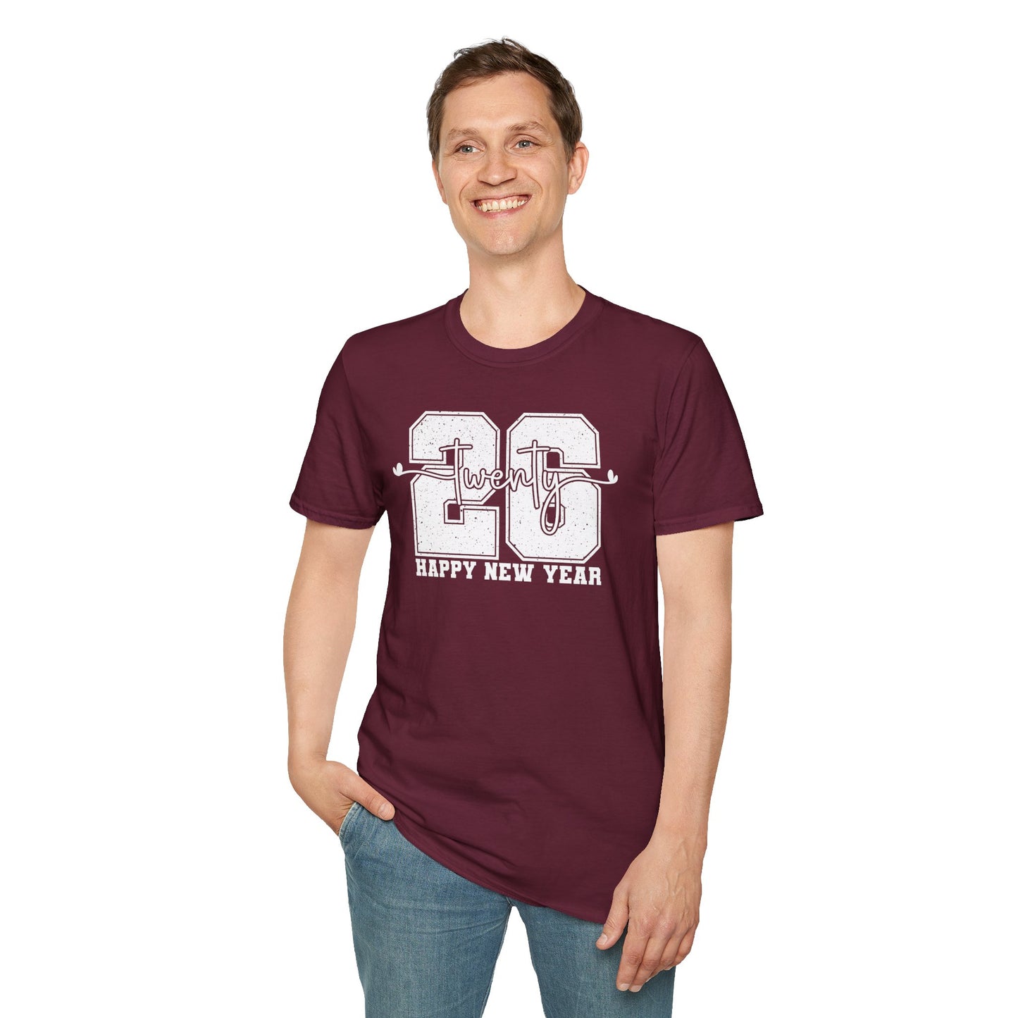 Happy New Year 2026 T-Shirt – Distressed Varsity 26 Twenty New Year Shirt, Retro College Style NYE Tee, New Year’s Eve Party Graphic Top