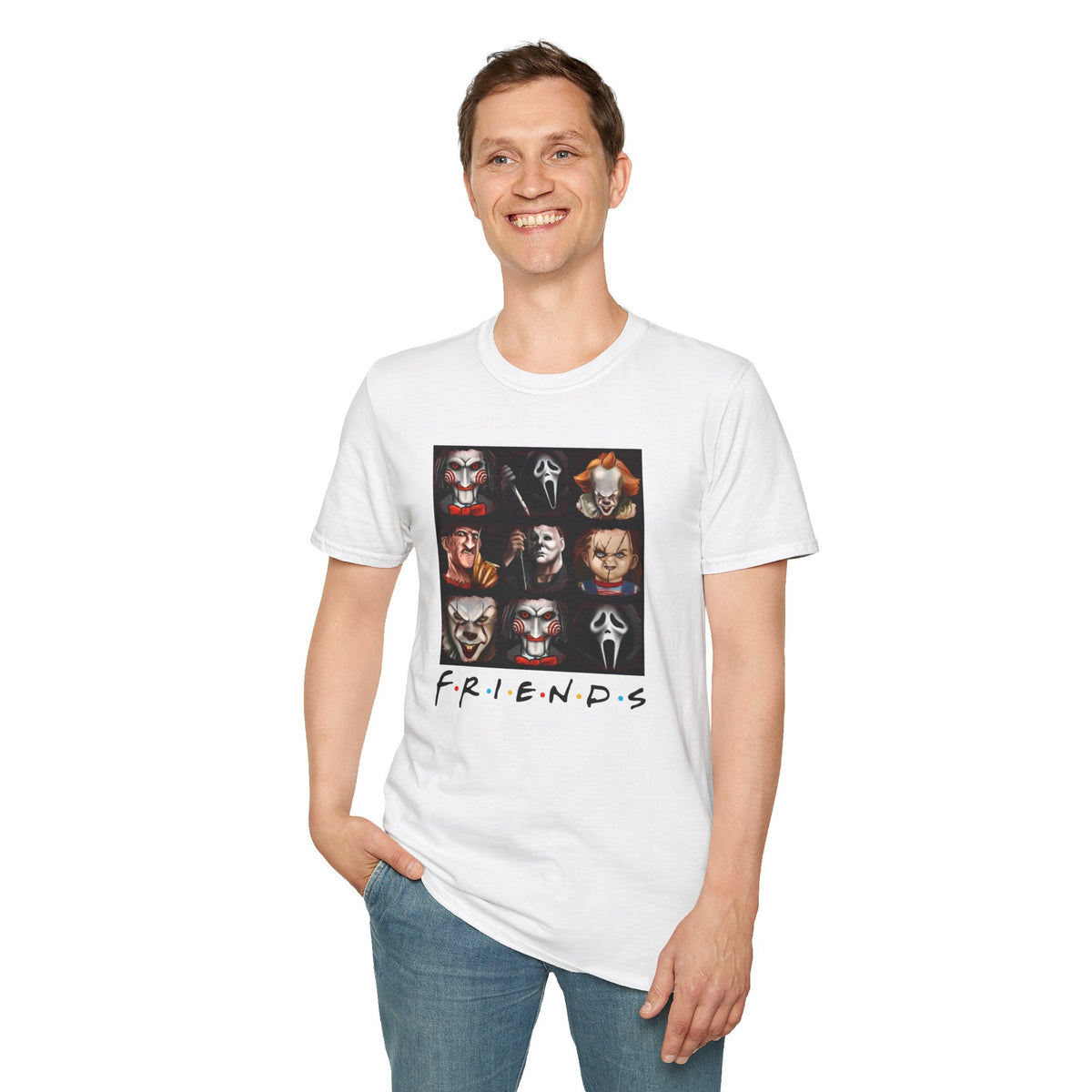 Horror Movie Villains Halloween Softstyle T-Shirt, Scary Movie Tee, Halloween Shirt, Horror Movie Fan Gift, Horror Movie Characters