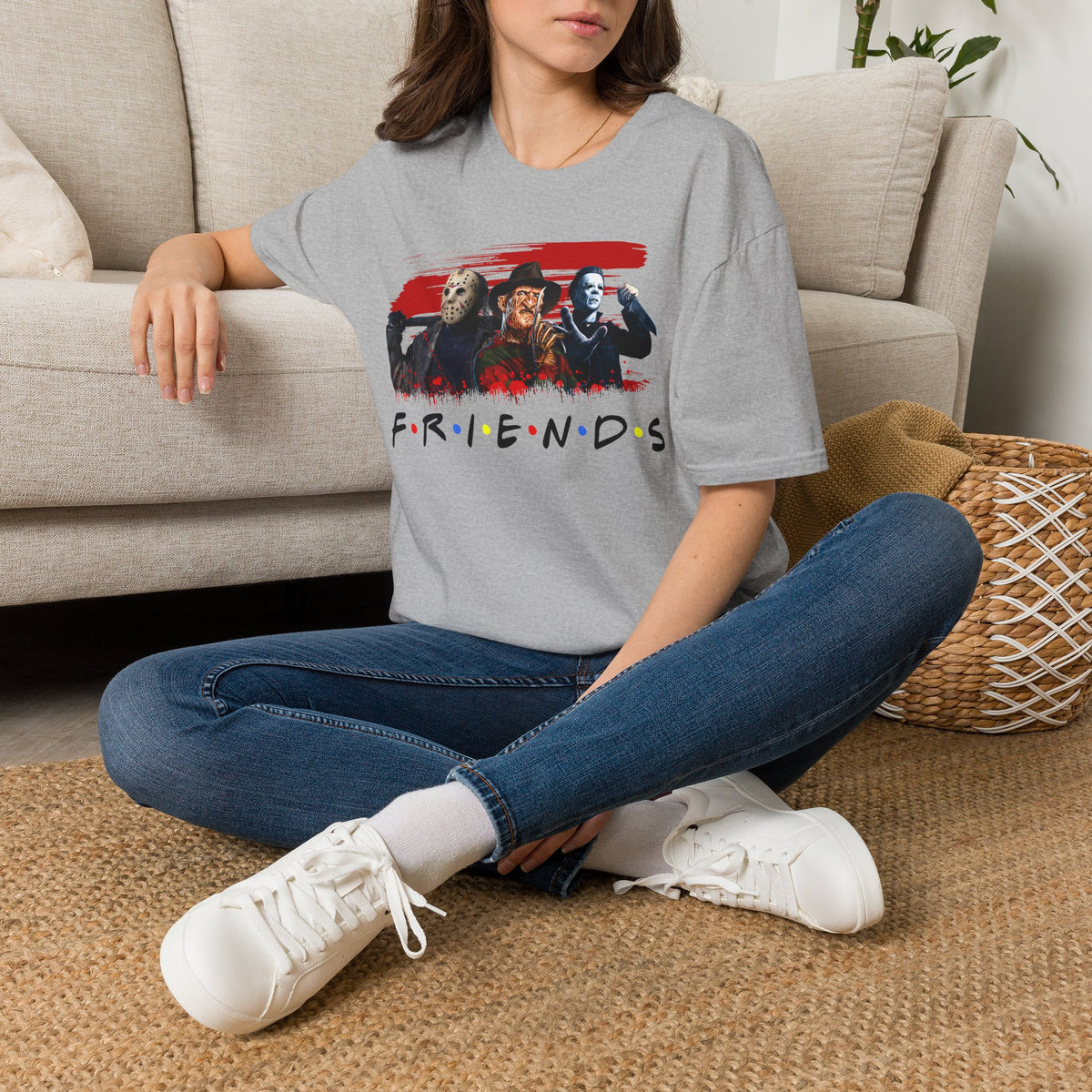 Horror Movie Villains Halloween Friends Softstyle T-Shirt, Scary Movie Tee, Halloween Shirt, Horror Movie Fan Gift, Horror Movie Characters